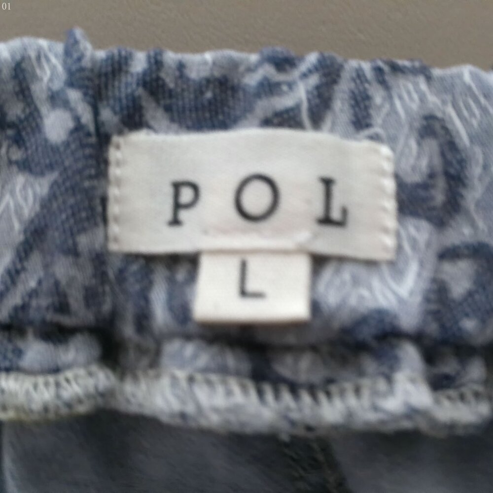 POL NW0T Button-Up Fly Stretch Waist Light Blue Lace Patchwork Jogger Jeans L - Picture 4 of 10